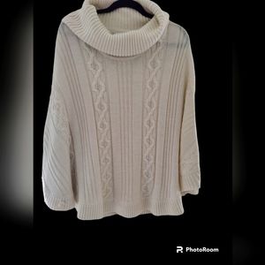 Black Rivet Beige Cowl neck Knit Poncho Size L